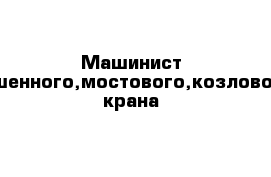 Машинист башенного,мостового,козлового крана